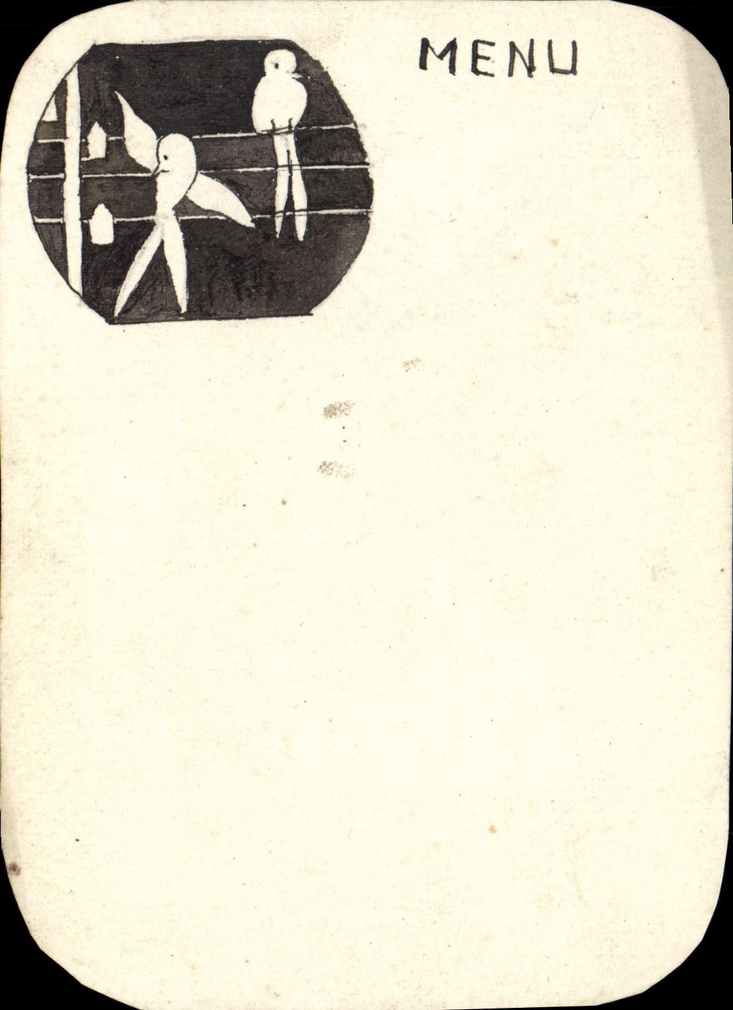 Carte Menu Oiseaux