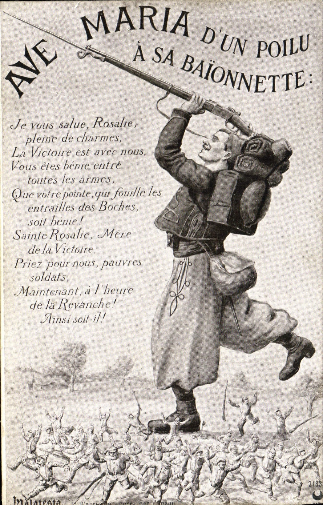 Ave Maria d'un poilu à sa baïonnette — Malatesta, D'après une œuvre de Léon Maugé