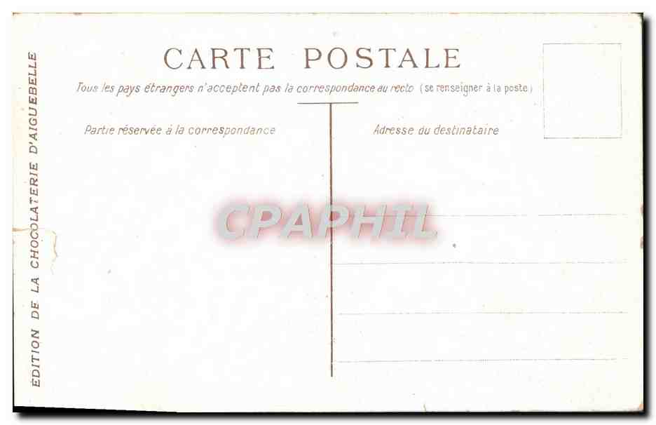 CPA Paysage Edition Chocolaterie d'Aiguebelle Chocolat — Back