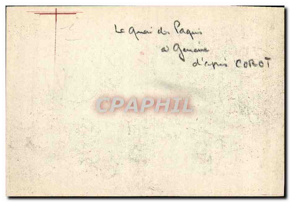 Dessin a la main Le quai des PAquis a Geneve d'apres Corot — Verso