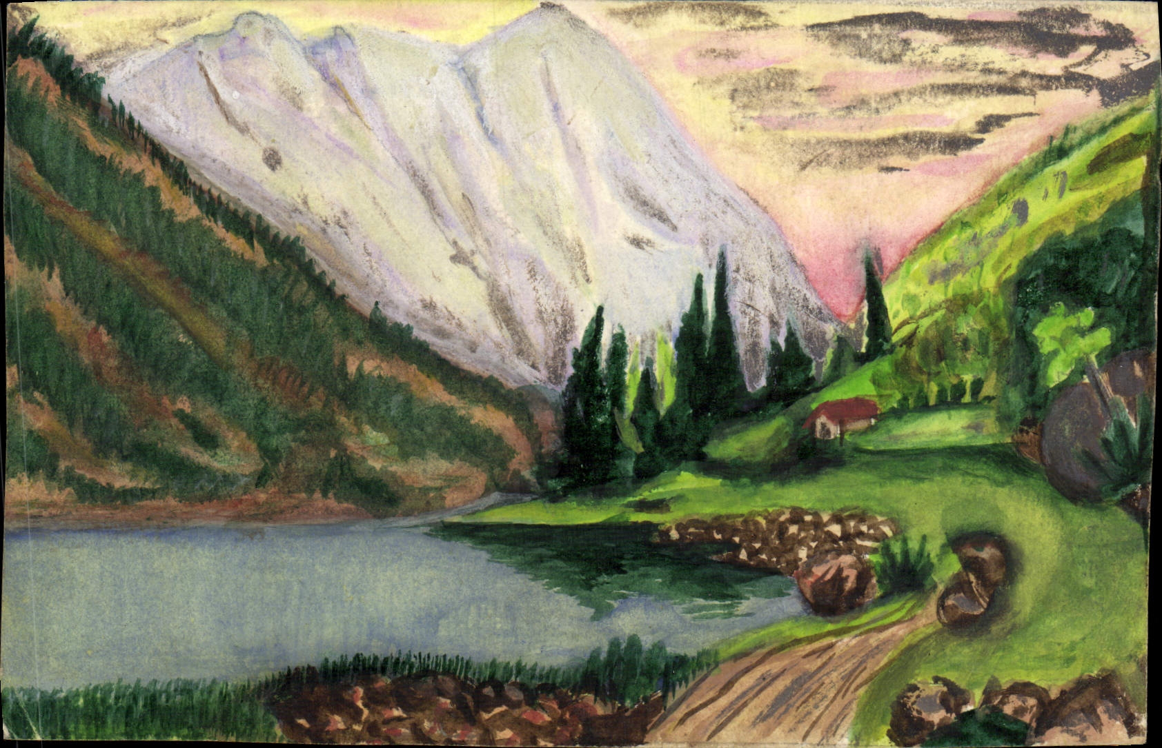 Aquarelle Paysage de montagne