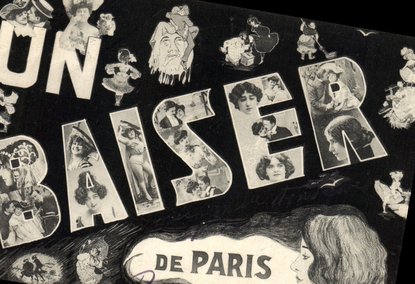 Un baiser de Paris — carte postale illustrée — éditeur non visible