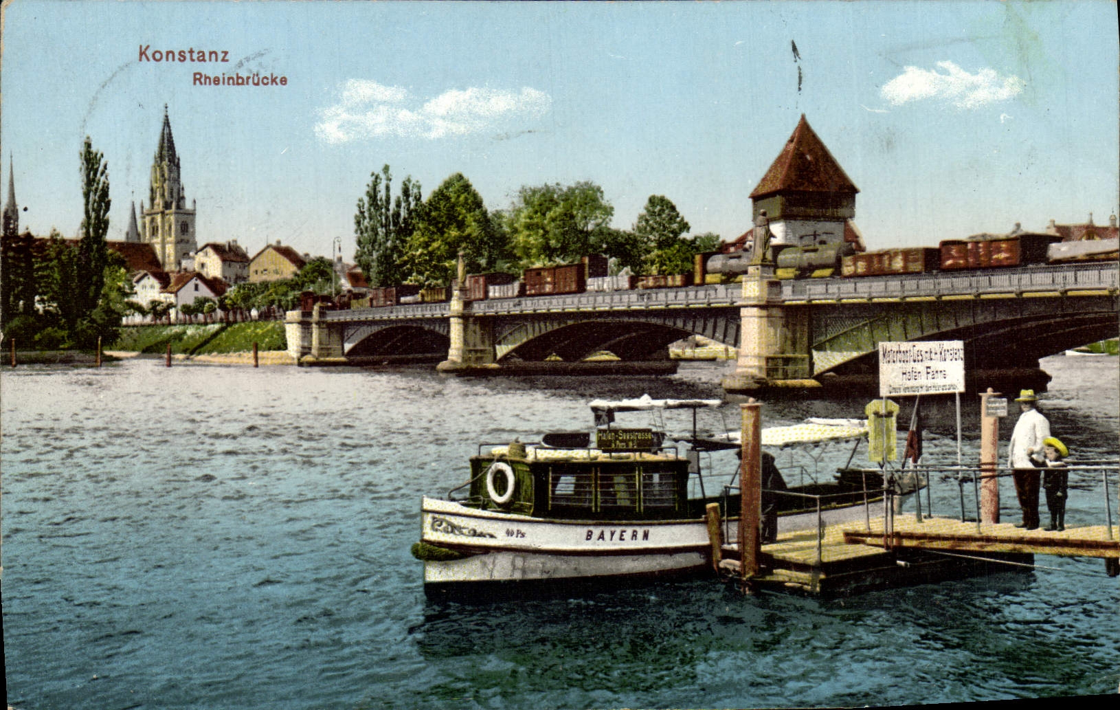 CPA Konstanz Rheinbrucke Bateau Bayern
