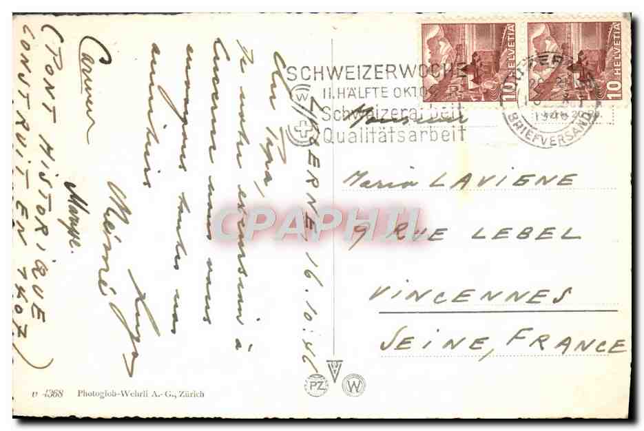 CPM Luzern Spreuerbrucke Erbaut 1407 — Rückseite