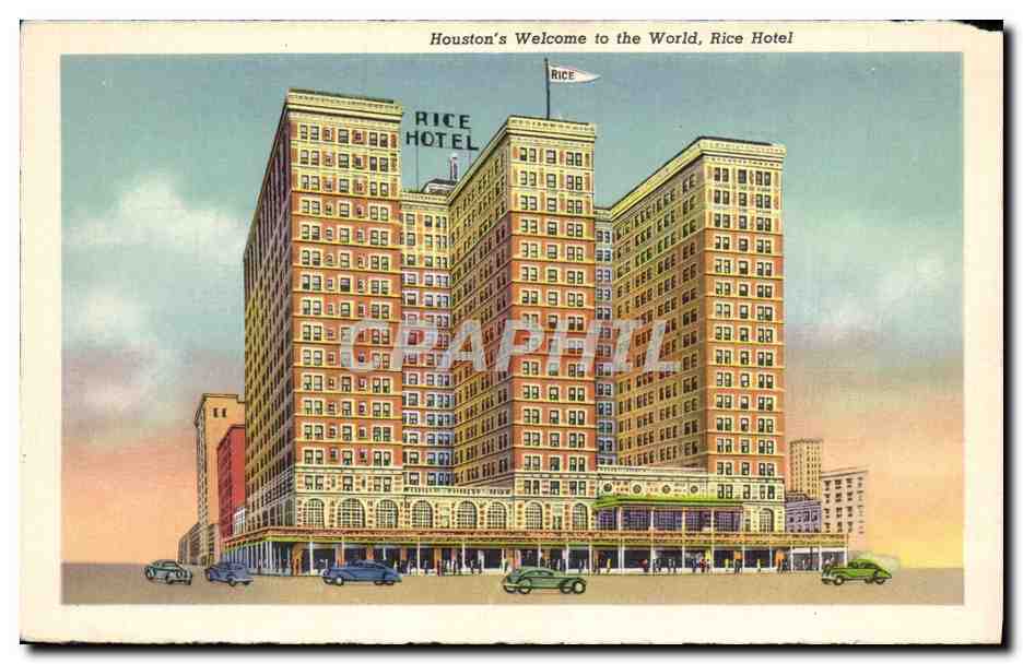 CPA Houston's Welocome to World Rice Hotel — Rückseite