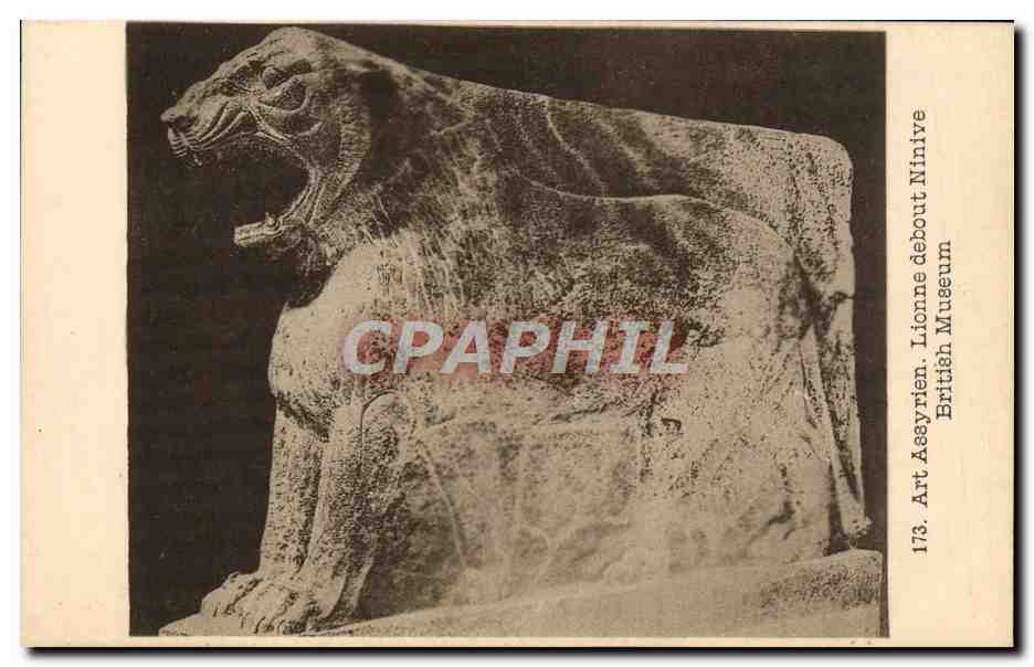 CPA Art Assyrien Lionne debout Ninive Lion British Museum