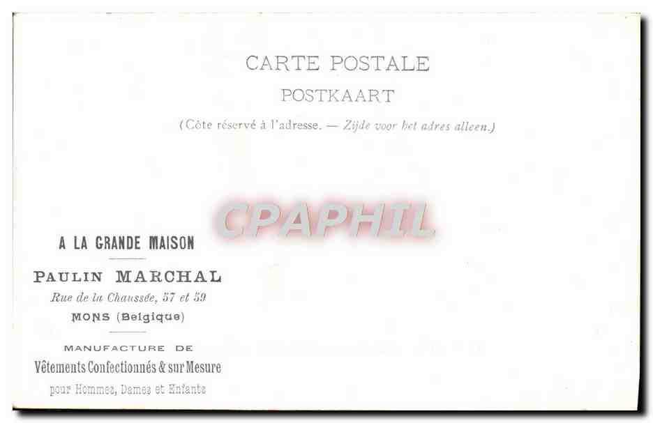 CPA Hornu Cour Interieure Du Grand Hornu Publicite A la grande maison Paulin Marchal Rue de la chaussee Mons  — Rückseite