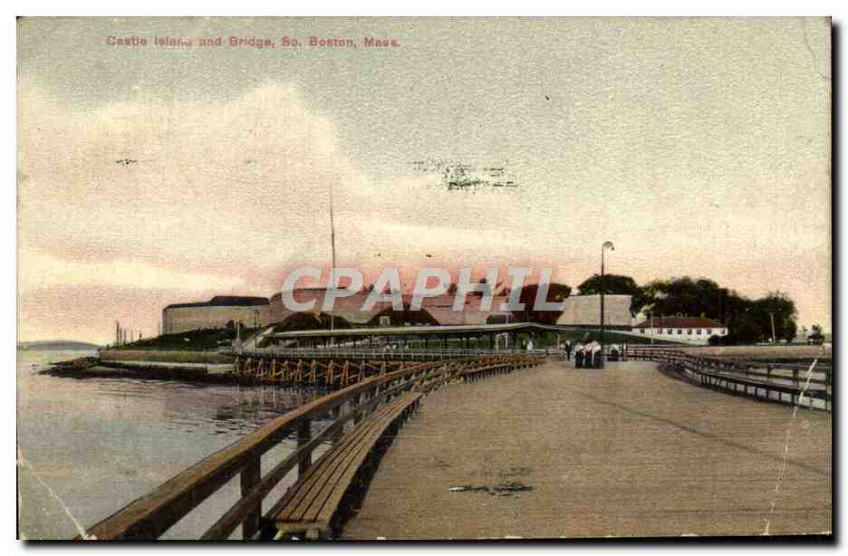 CPA Castle isladn and bridge Sc Boston Mass