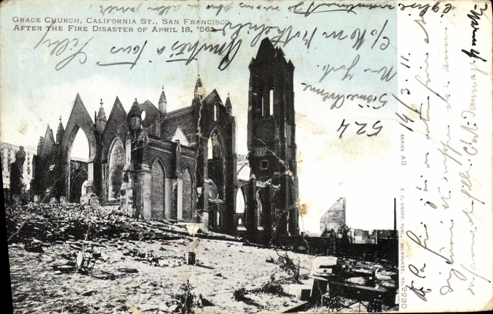 CPA Grace Church California St San Francisco after the fire disaster of april 1906