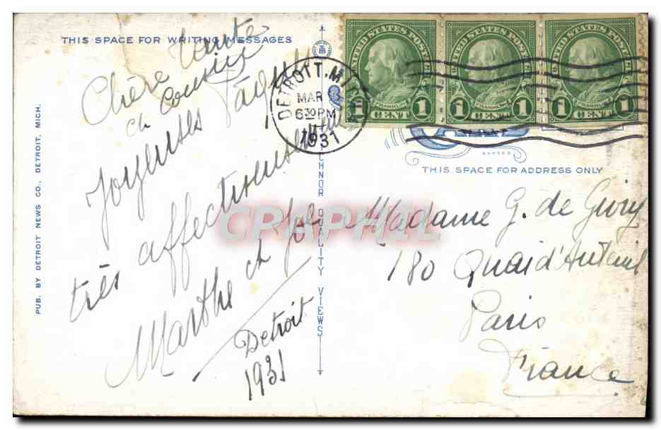 CPA st Aloysius Church Washington Boulevard Edtroit Mich — Back
