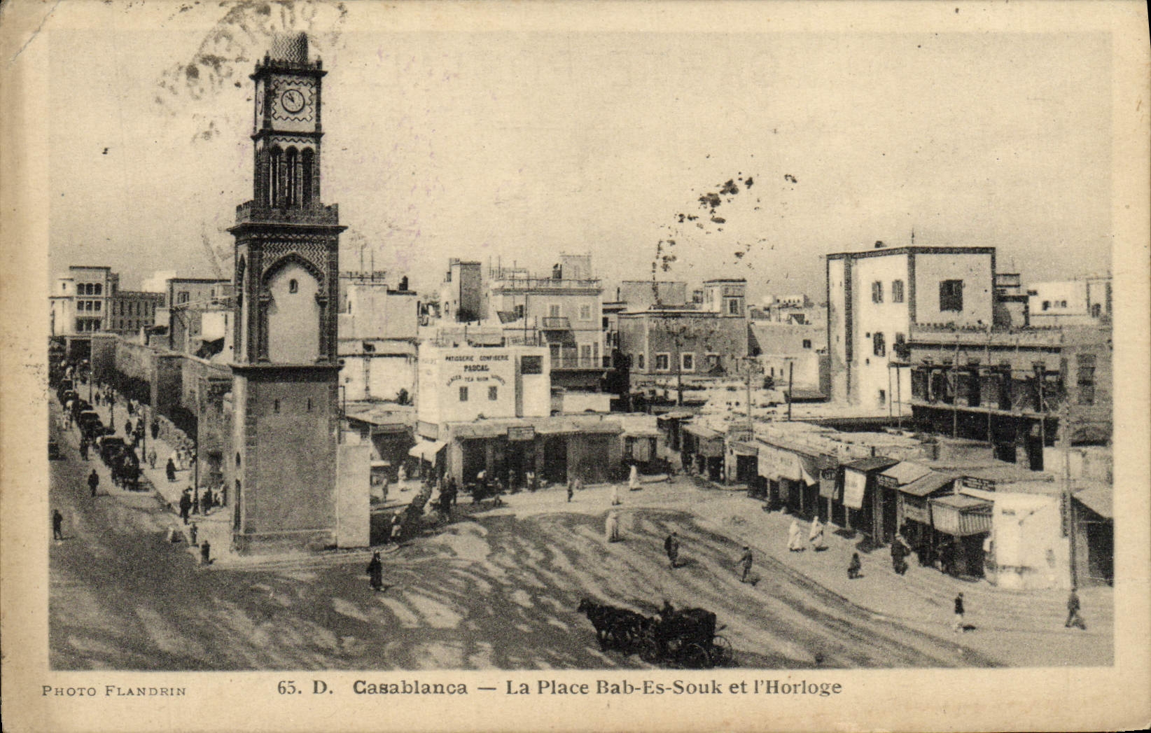 CPA Casablanca La Place Bab Es Souk et L'Horloge