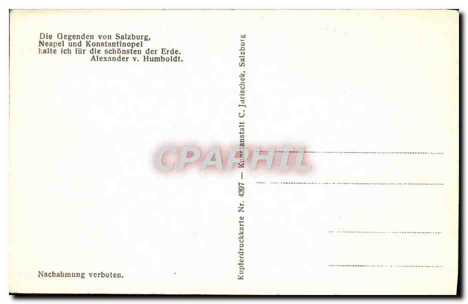 CPA Salzburg von der Humboldt Terasse — Rückseite