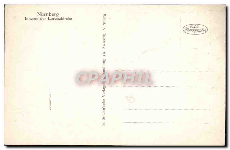 CPA Nurnberg Inneres der Lorenzkirche — Rückseite