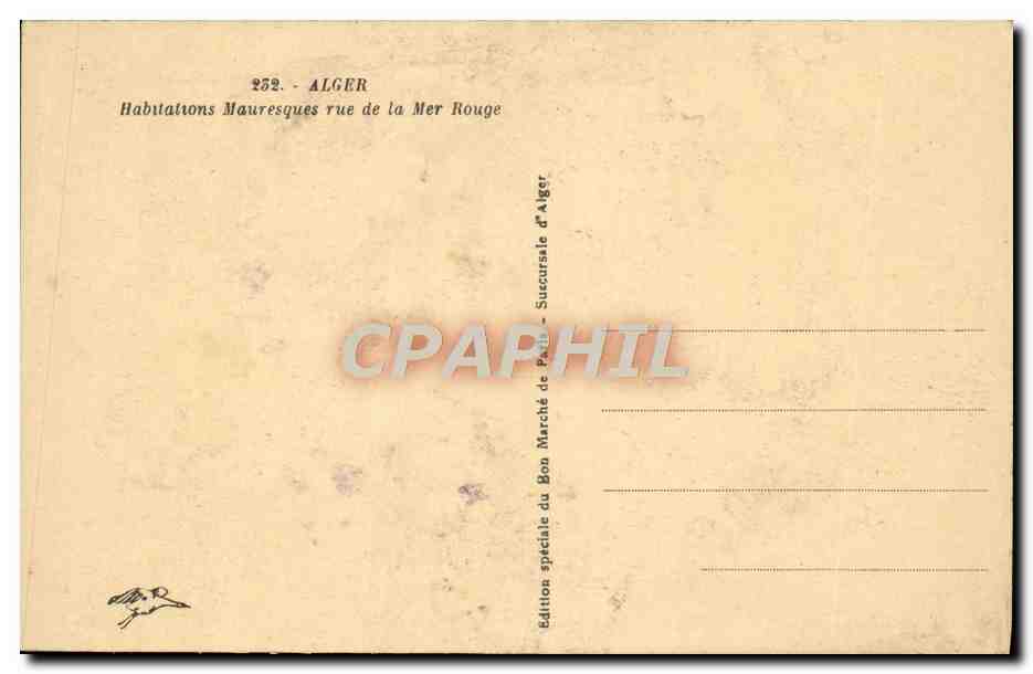 CPA Alger Habitations mauresques rue de la Mer rouge — Rückseite