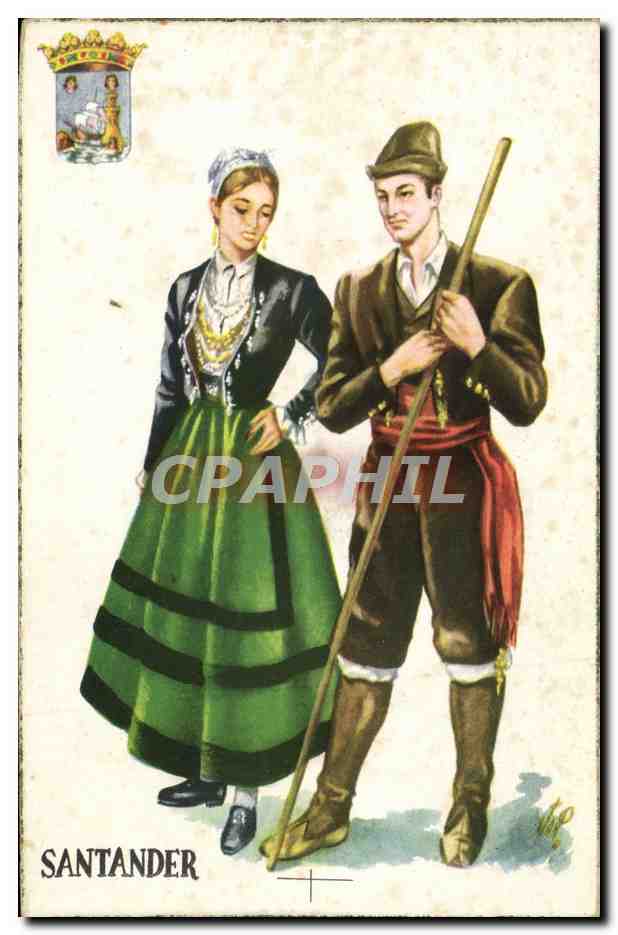CPA Santander Femme Folklore Espagne