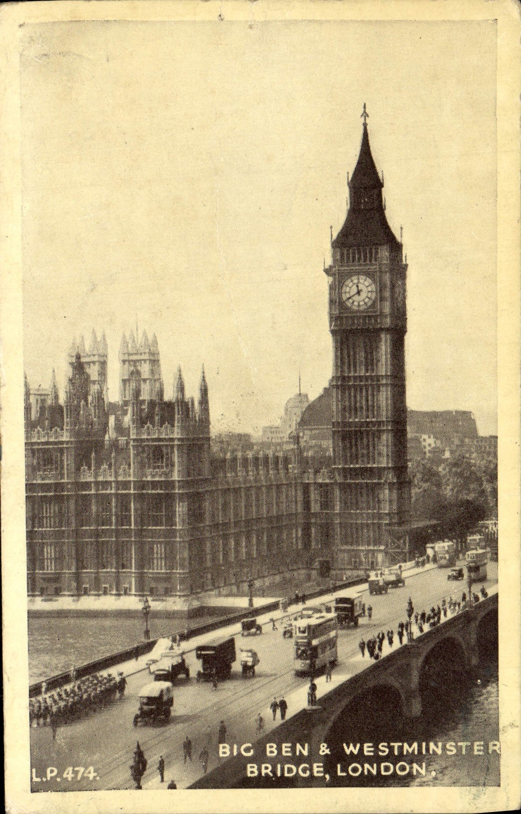 CPA Big Ben Westminster Bridge London cachet surcharge Timbre Taxe