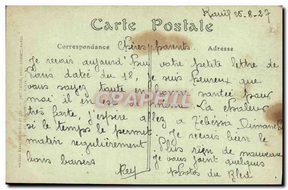 CPA Compagnie Des Phosphates de Constantine Mine de Djebel Kouif Usine elevatoire d'eau de Rouss el Aioun  — Back