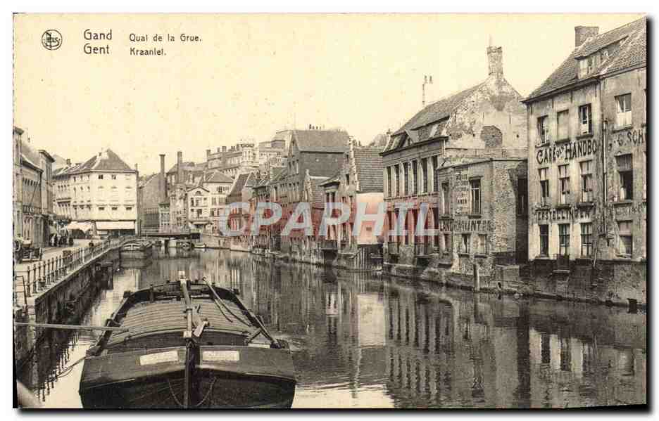 CPA Gand Quai De La Grue Bateau Peniche 