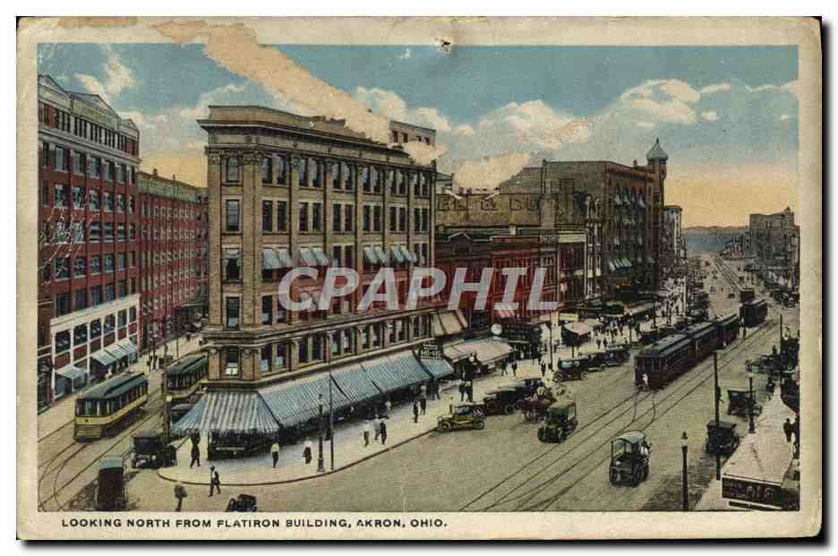 CPA Lookintg North From Flatiron Building Akron Ohio