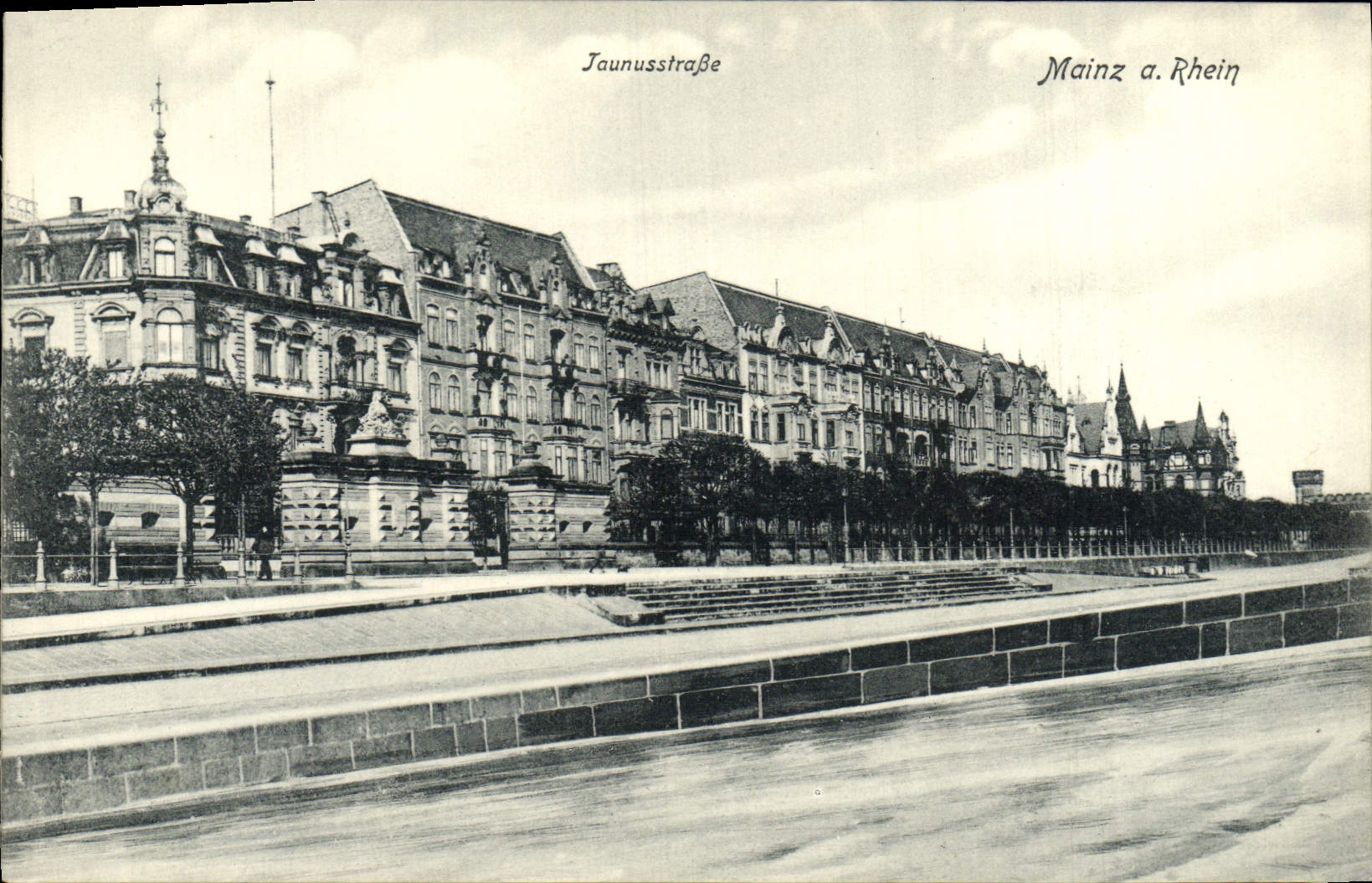 Jaunusstraße — rue bordant le Rhin à Mainz — éditeur Ludwig Feist, Mainz