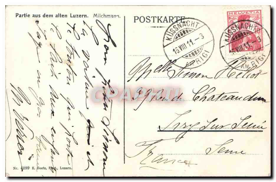 Partie aus dem alten Luzern — E. Goetz, Luzern, n° 4299 — Verso