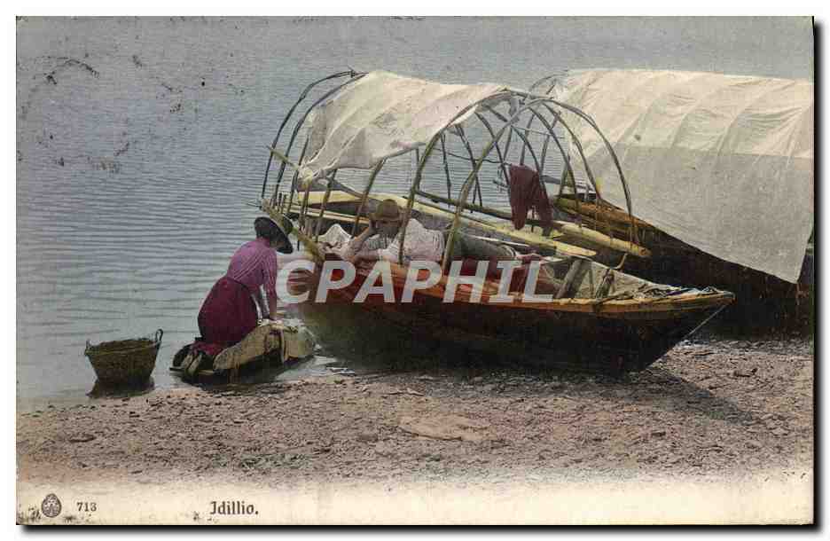 Jdillio. — Scene van wassen aan de rand van een waterloop — Edit. Brunner & C. Como & Zürich - Stab. eliografisch.