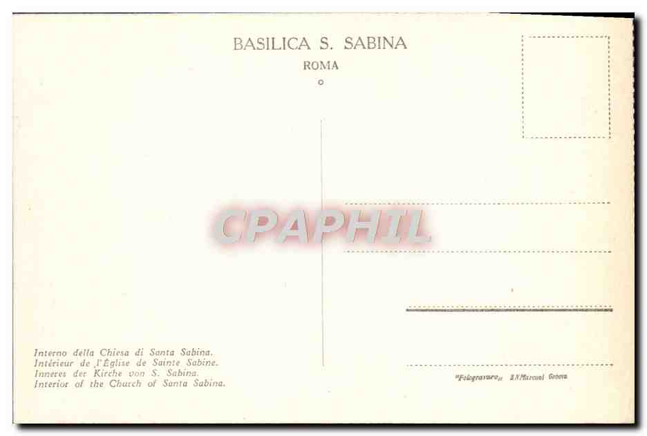 CPA Interno Della Chiesa Di Santa Sabina Roma  — Rückseite