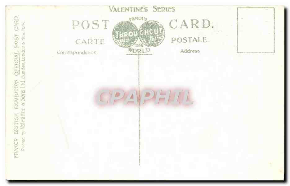 CPA North Front British Applied Arts Palace Franco British Exhibition London 1908 — Rückseite