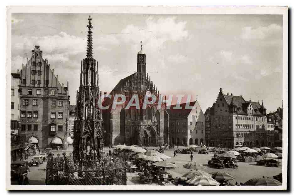 CPA Nurnberg Adolf Hitler Platz Der Schone Brunnen Mit Frauenkirche