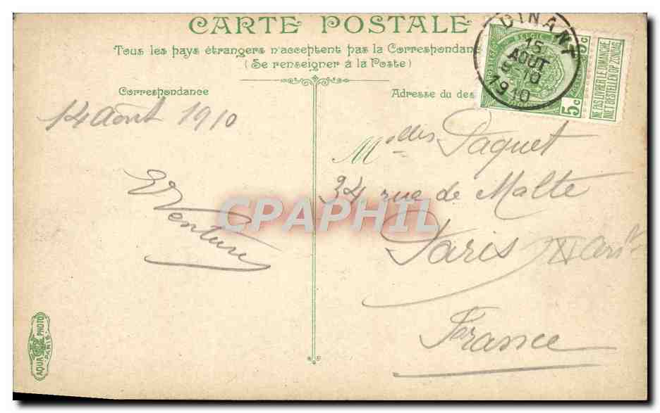 CPA Dinant L'Hotel De Ville et la poste  — Rückseite