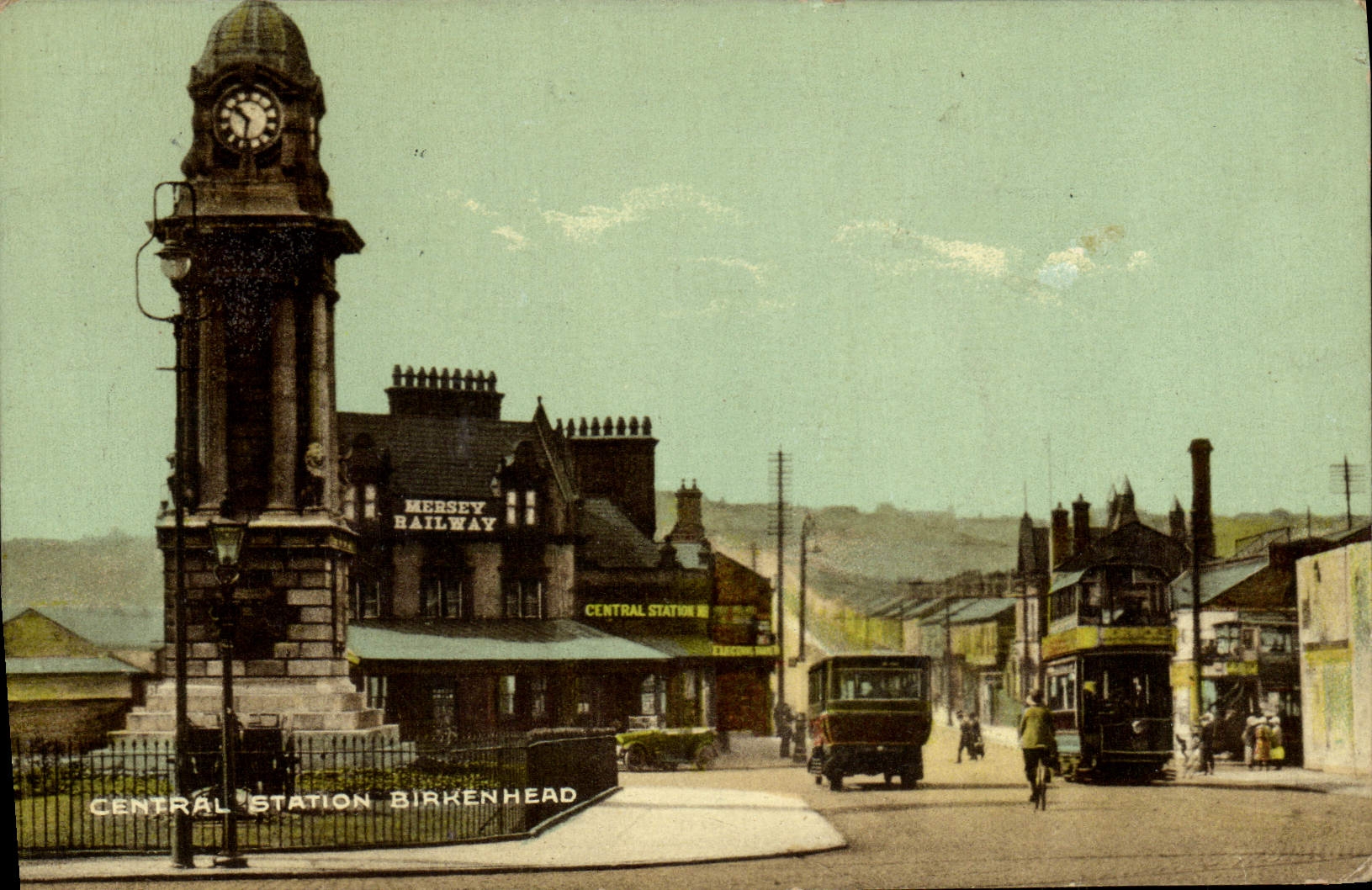 CPA Central Station Birkenhead Tramway