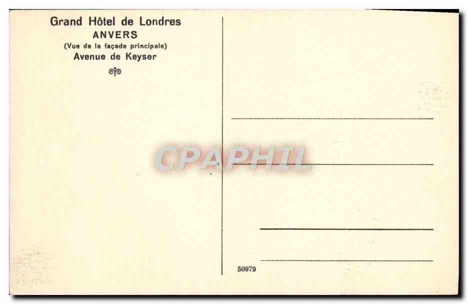 CPA Grand Hotel De Londres Anvers Avenue De Keyser — Rückseite