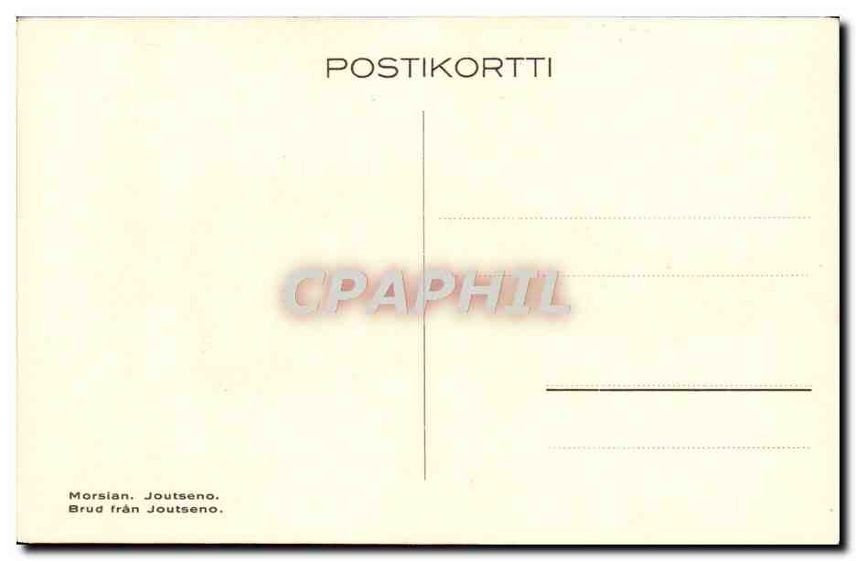 CPA Morsian Joutseno Brud Fran Joutseno Folklore Finlande — Verso