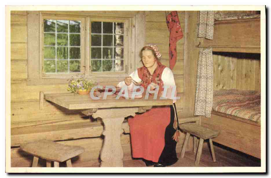 CPA Dalarna Langbersgardens Fabodvall Tallberg Folklore