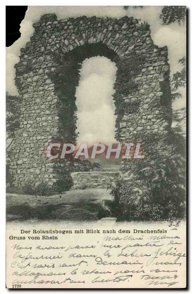 Rolandsbogen avec vue sur le Drachenfels — Verlag von Edm. von König, Heidelberg, n° 1798