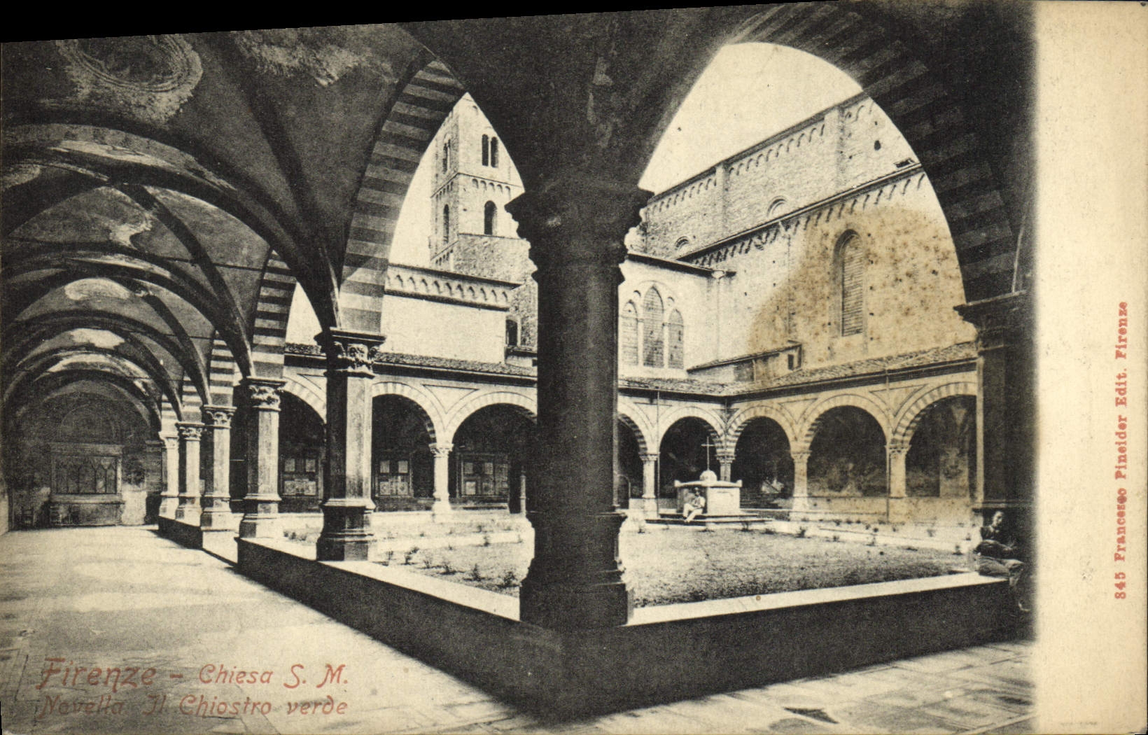 CPA Firenze Chiesa SM Novella Il Chiostro verde