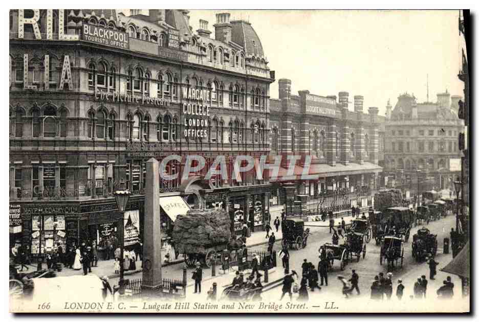 CPA London Ludgate Hill Station And New Bridge Street