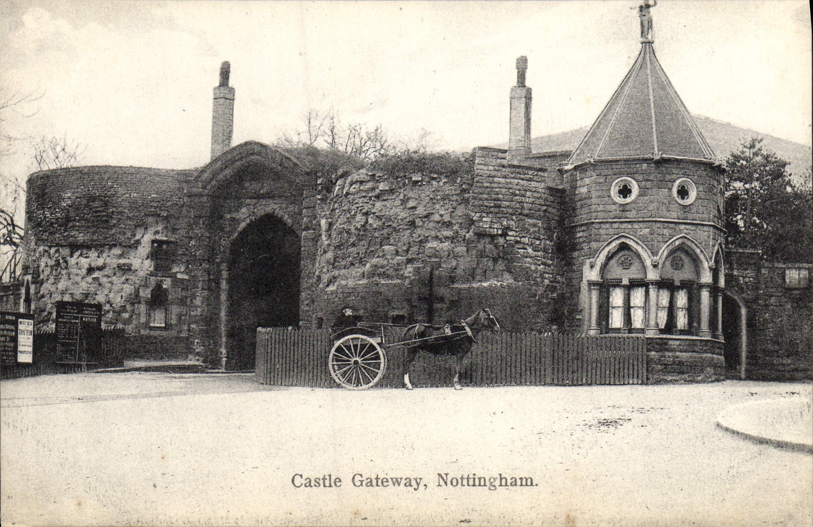 CPA Castle Gateway Nottingham Attelage Cheval