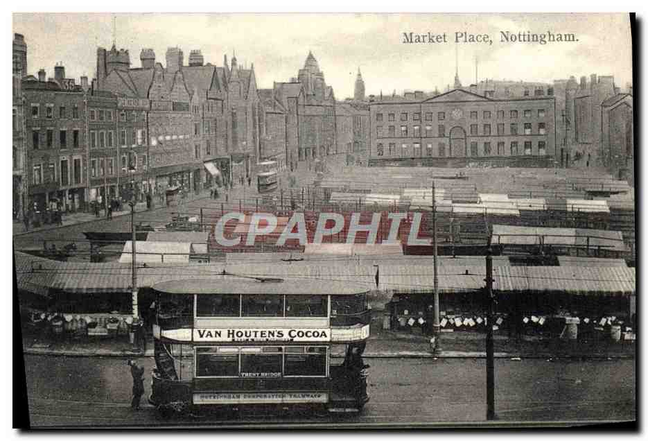 CPA Market Place Nottingham Bus Van Houten Cocoa Chocolat