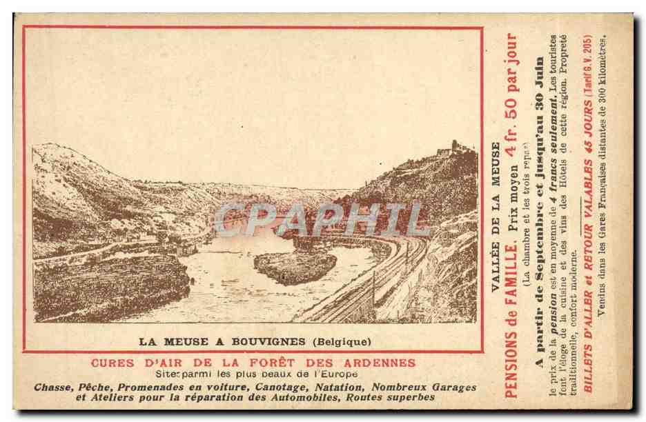 La Meuse à Bouvignes (Belgique) — Vallée de la Meuse — Pensions et billets d'aller-retour