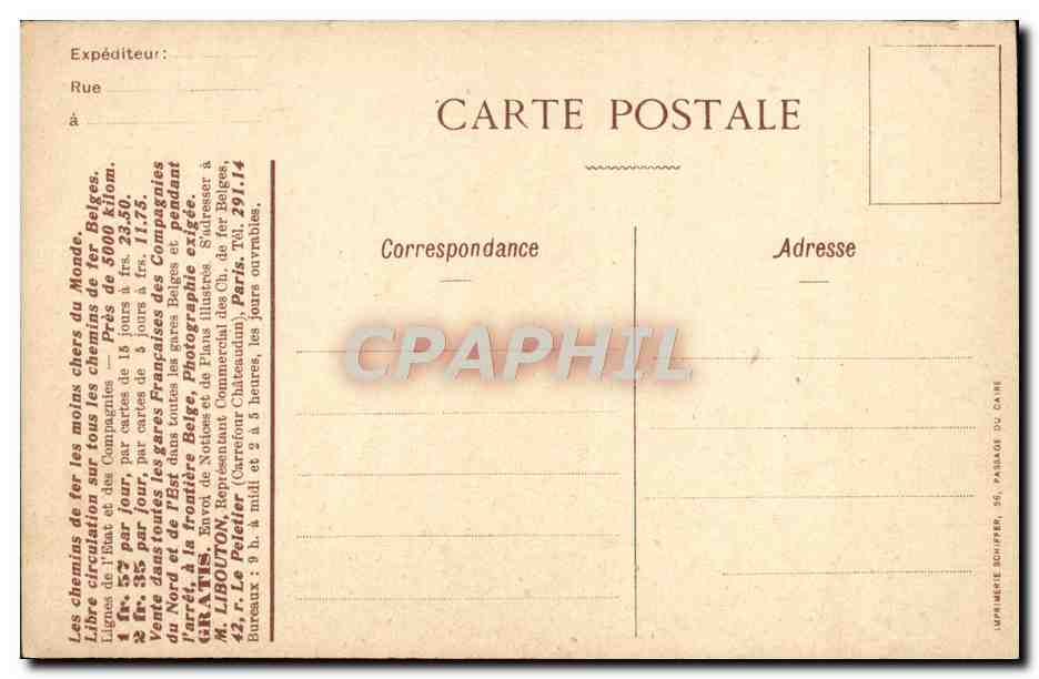 La Meuse à Bouvignes (Belgique) — Vallée de la Meuse — Pensions et billets d'aller-retour — Verso