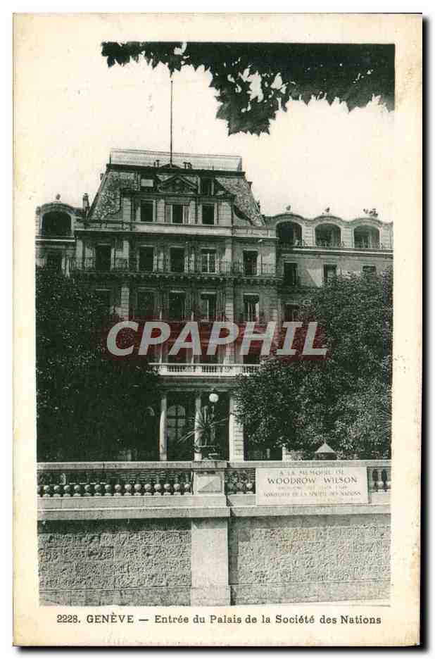 CPA Geneve Entree Du Palais De La Societe Des Nations