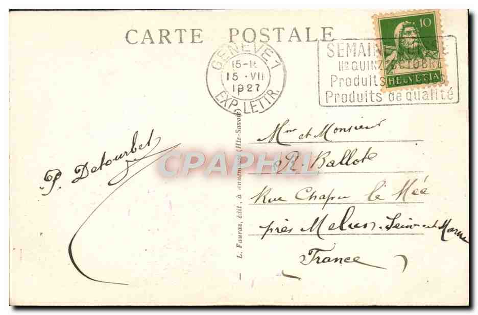 CPA Geneve Entree Du Palais De La Societe Des Nations — Verso