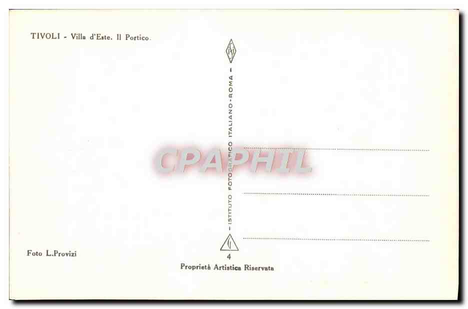 CARTE PHOTO Tivoli Villa d'Este — Rückseite