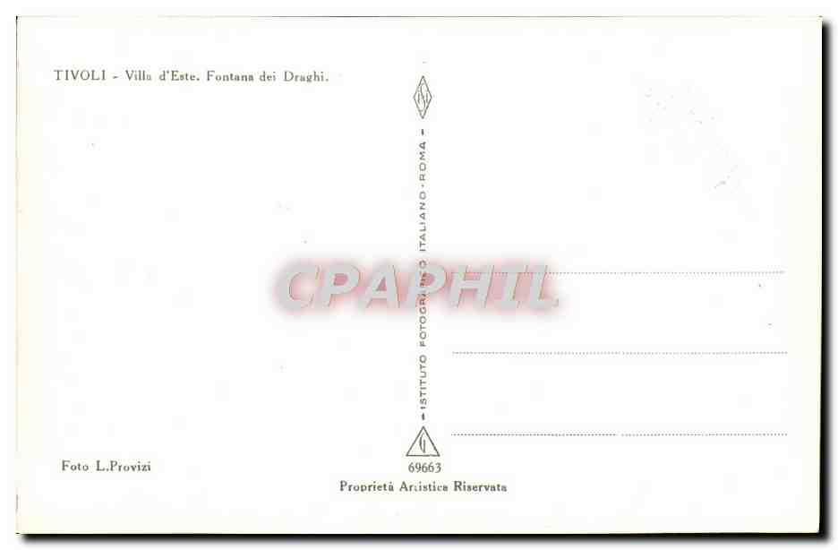 CARTE PHOTO Tivoli Villa d'Este — Rückseite