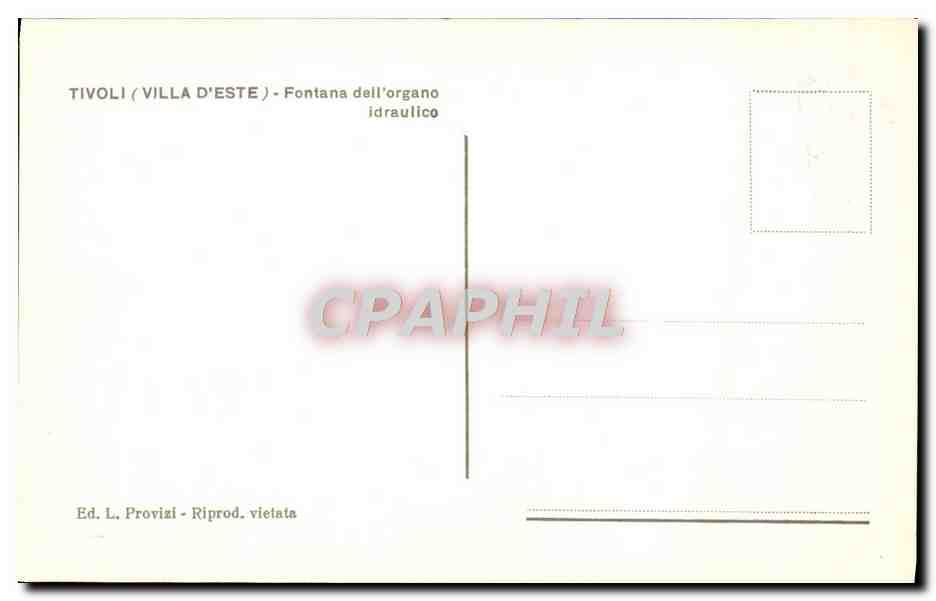CARTE PHOTO Tivoli Villa D'Este Fontana dell organo — Rückseite