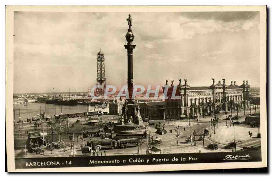 CPA Barcelona Monumento A Colon Y Puerta De La Paz