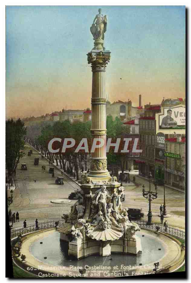 CPA Marseille Place Castellane Et Fontaine Cantin