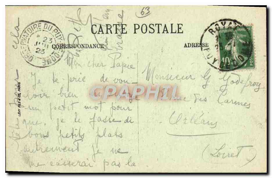 Auvergne — Le Sommet du Puy de Dôme — Terrasse de l'Auberge du Temple de Mercure et l'Observatoire — Reverso