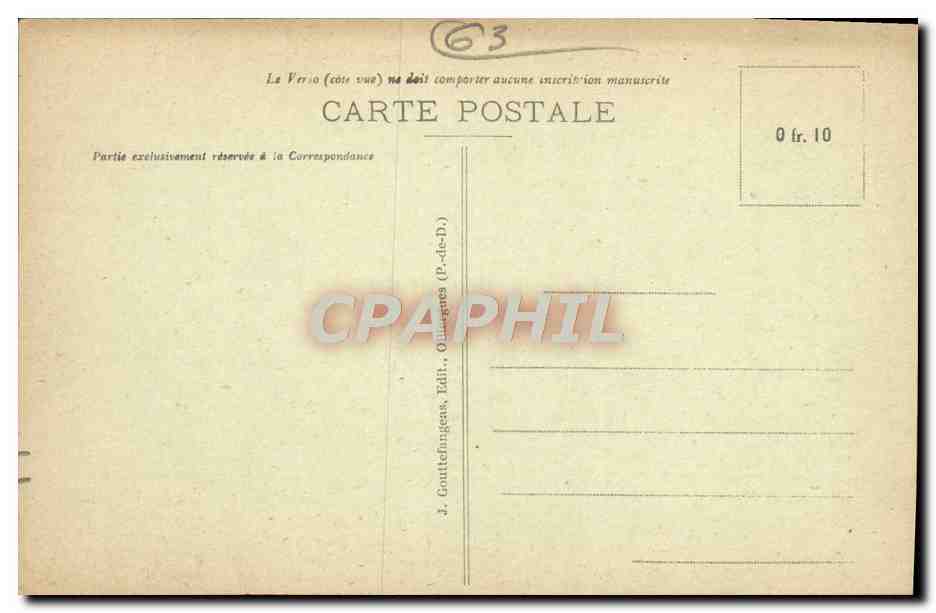 CPA L'Auvergne Vue Generale d'Orcine Et Puy De Dome — Rückseite